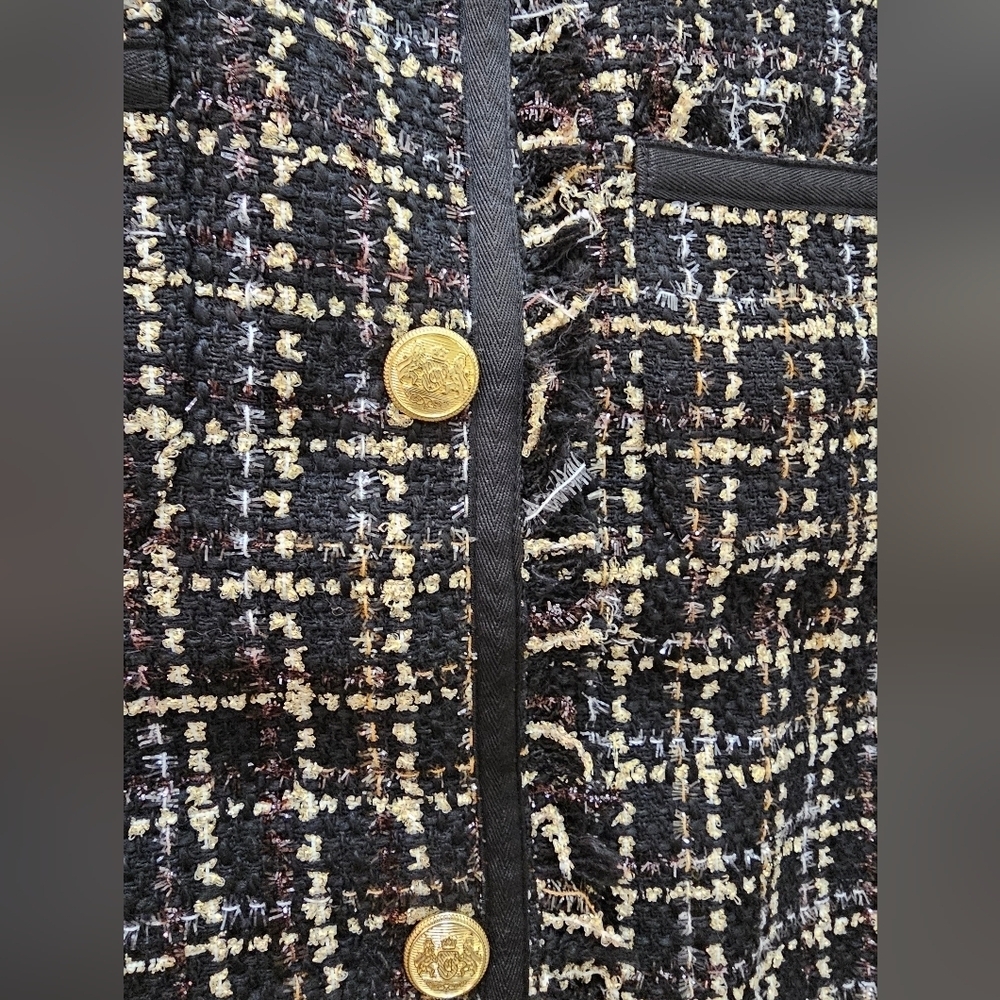 Nanette Lepore Black and Cream Tweed Blazer. Size M. - Picture 4 of 10